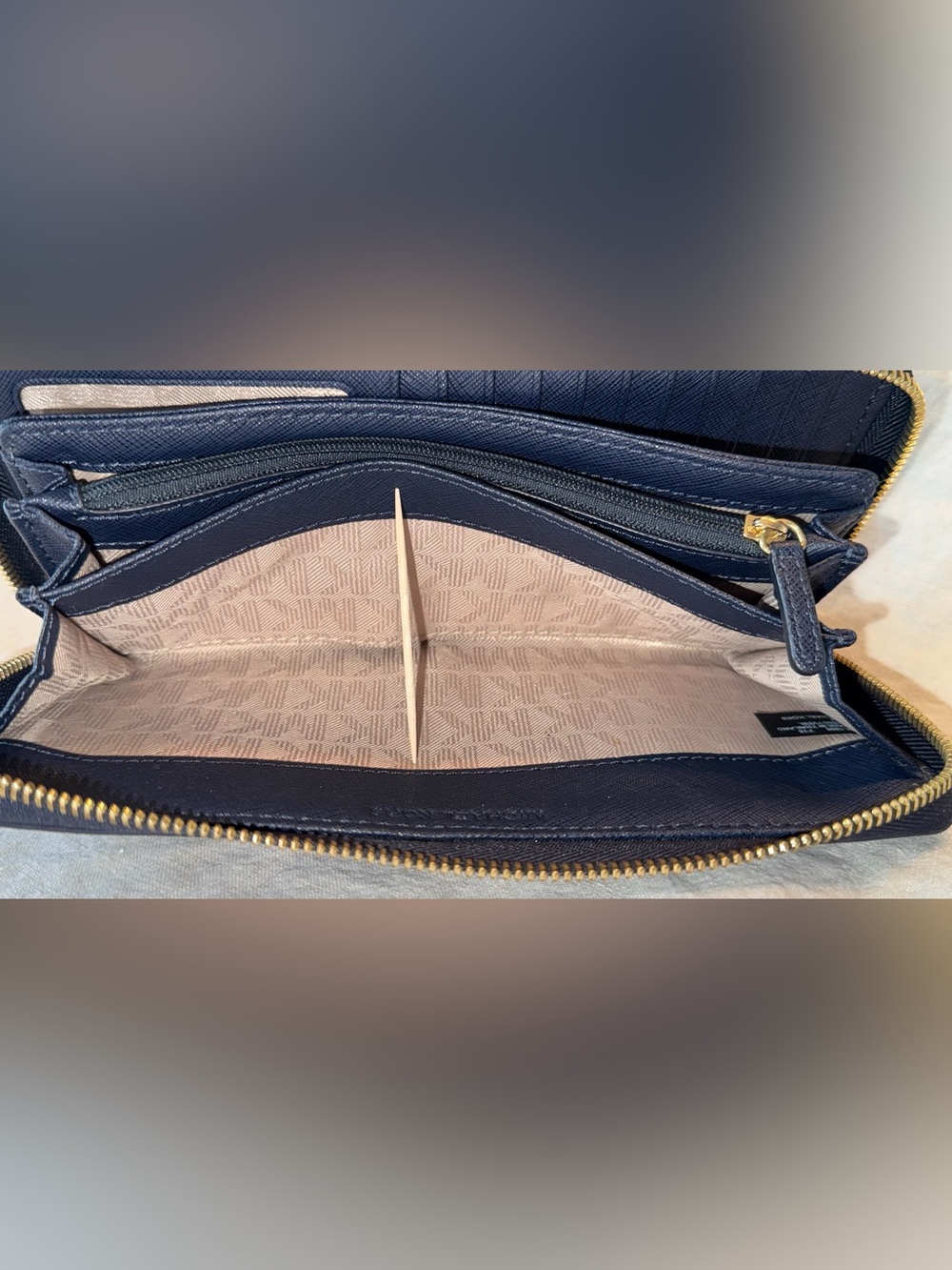 Michael Kors Navy Saffiano Zip-Around Wristlet Wallet - Picture 14 of 15